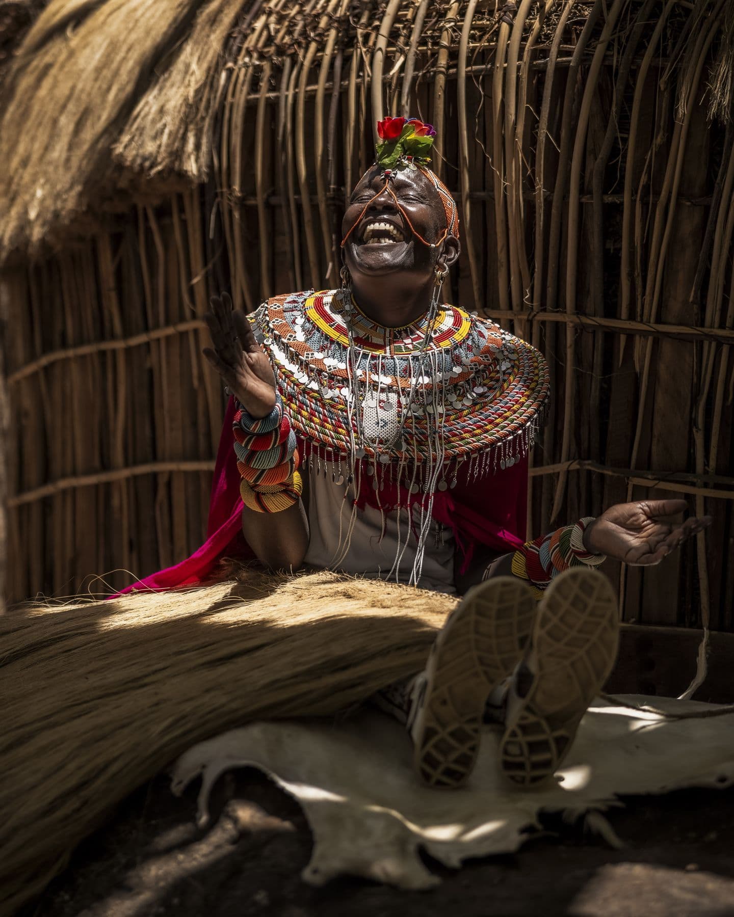 Samburu women building a manyatta