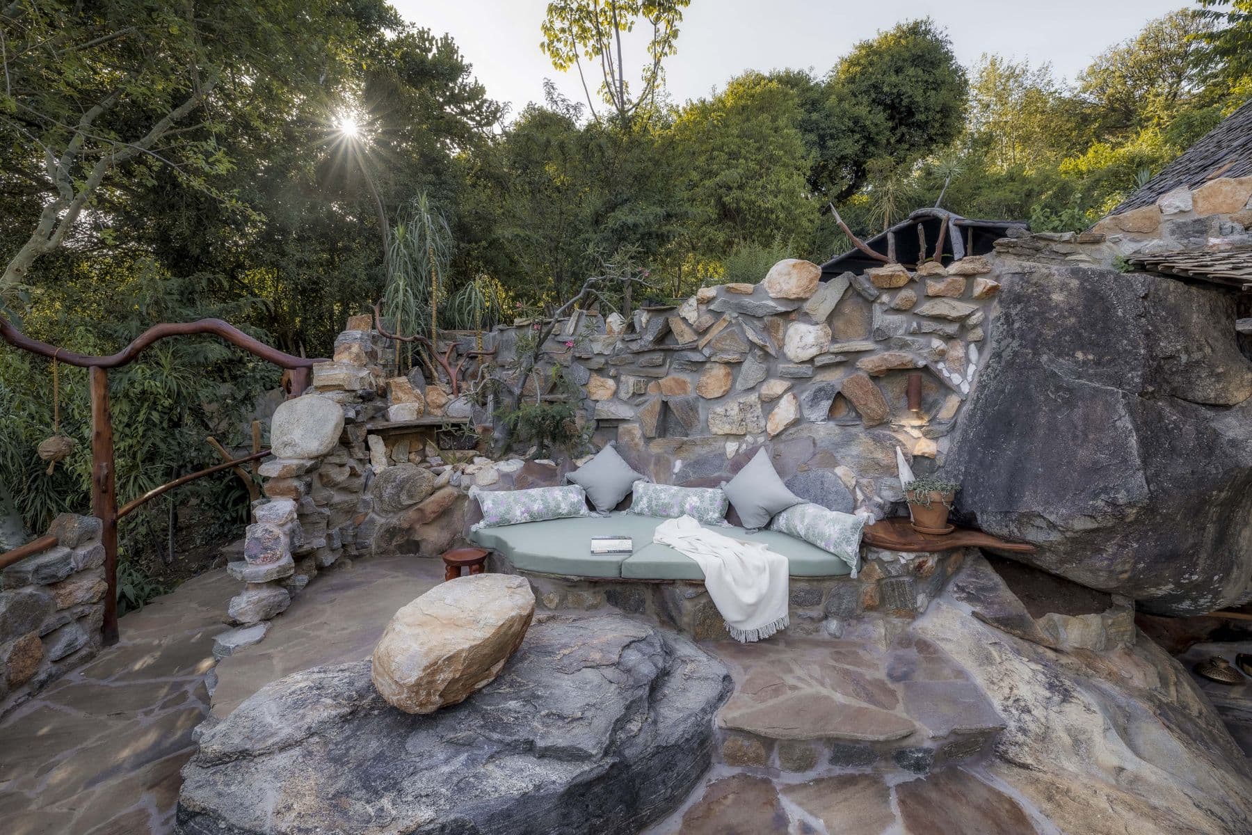 Outdoor lounge among stones