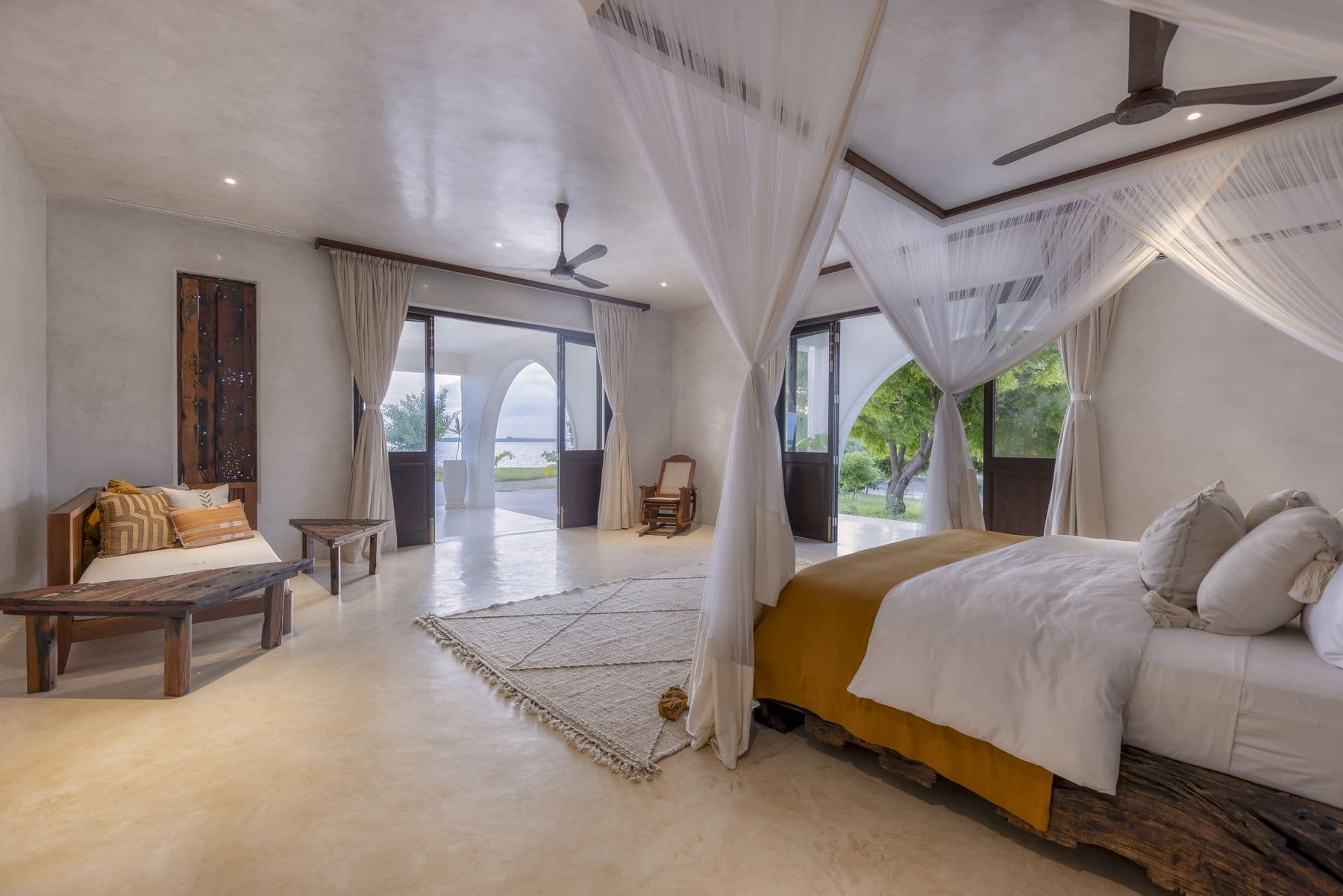 The downstairs master suite