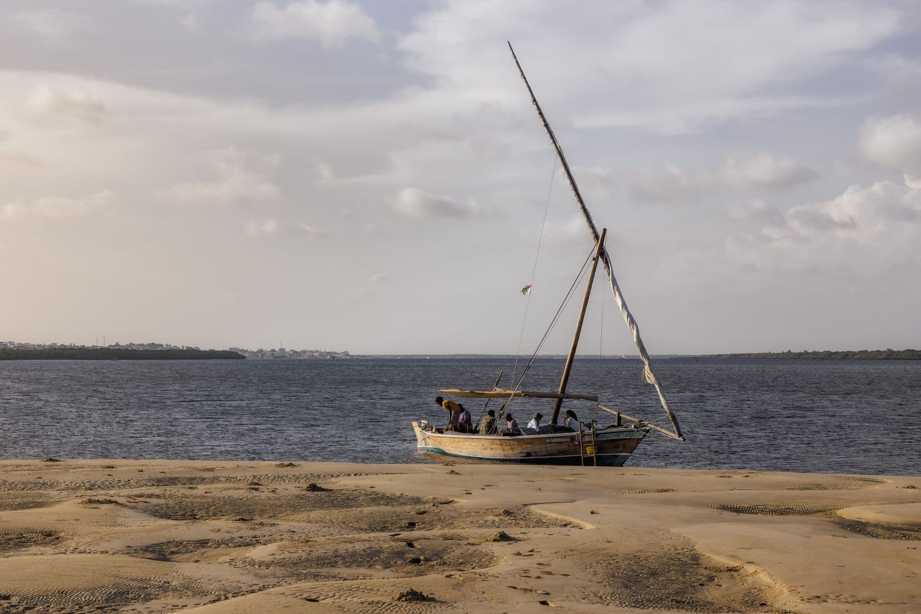 A dhow at rest on the sandbank